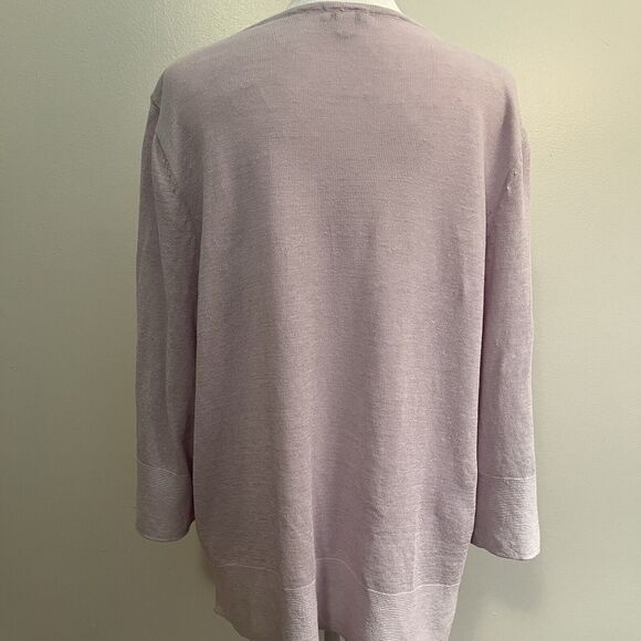 J JILL XL Lavender‎ Lilac Linen Blend 3/4 Sl lightweight Boat Neck Knit Top EUC - Picture 2 of 6